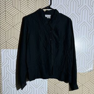 Vintage Tracy M Black Silk Blouse